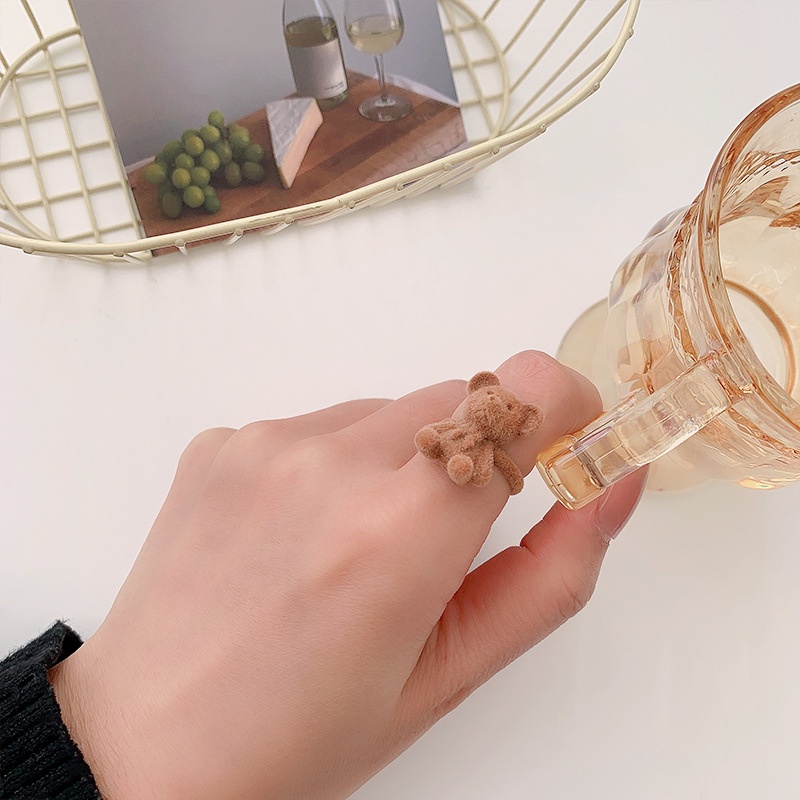 Nhẫn Đeo Tay Hình Gấu/Nơ Đáng Yêu Màu Kẹo Ngọt Có Thể Điều Chỉnh Thời Trang
