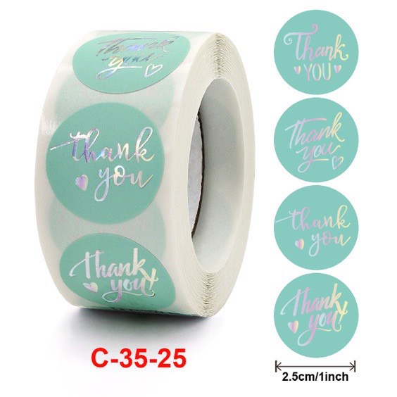500 card thank you, tem dán, sticker thank you, handmade, tem niêm phong trang trí đường kính 2.5