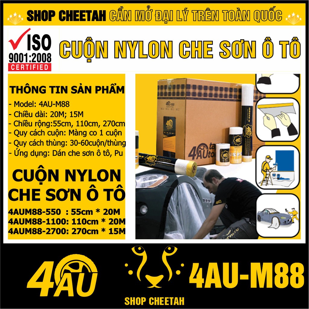 Màn che sơn 4Au-M88 – Dùng che phủ khi sơn PU đồ gỗ, sơn ô tô  trong gara (Cuộn nilon 4Au)