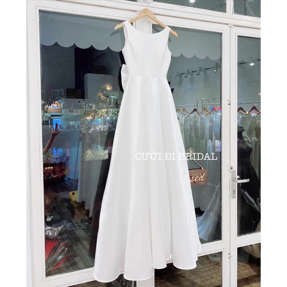 Váy cưới , Đầm cưới, Đầm thiết kế, Váy cưới đi bàn cổ tròn hở lưng CD150 - Cưới đi bridal