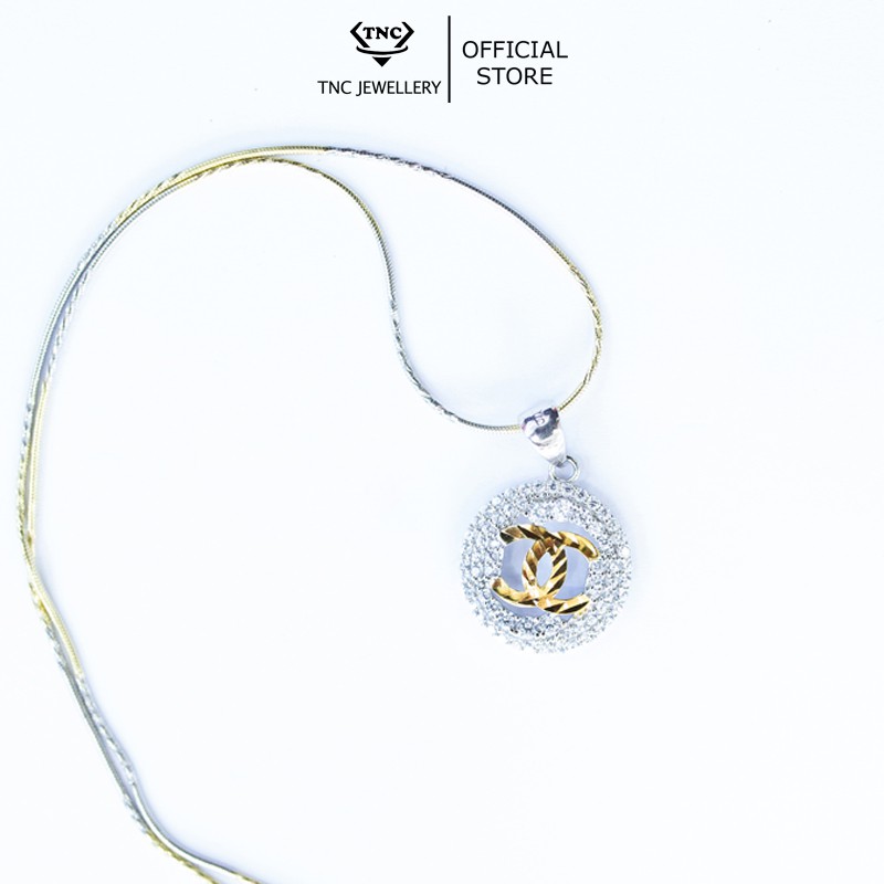 Dây chuyền bạc xi vàng đẹp sang trọng cho nữ mặt chữ X cỡ đại -Trang sức TNC Jewellery
