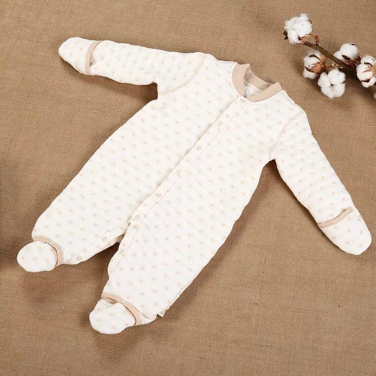 Body trần bông liền bao tay chân cho bé 100% organic cotton hữu cơ siêu mềm ấm áp và thoáng khí cho bé sơ sinh