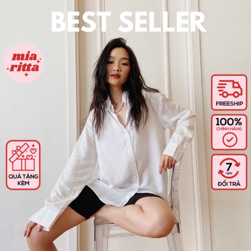 Áo sơ mi trắng Mia Ritta oversize Sơ mi nữ dáng rộng màu trắng A1822 Feebback KH