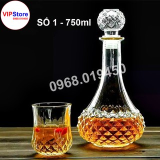 [ RẺ KHÔNG LỐI THOÁT ] Vỏ Bình Thủy Tinh Đựng Rượu 750ml, Bình Ngâm Rượu Dáng Pha Lê Sang Trọng, CTT-01