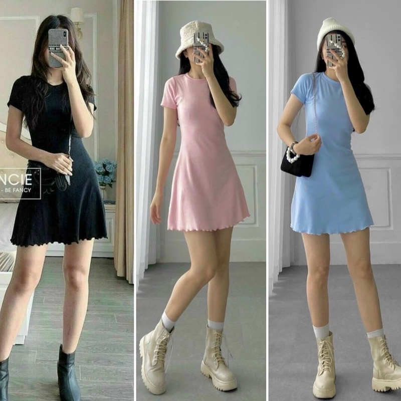 Đầm thun gân cuốn biên 💖 KÈM ẢNH THẬT 💖 BAO KIỂM ❌