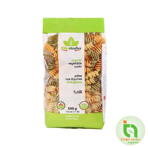 Nui xoắn rau củ quả hữu cơ Bioitalia 500g Bioitalia Fusilli Vegetable 500g