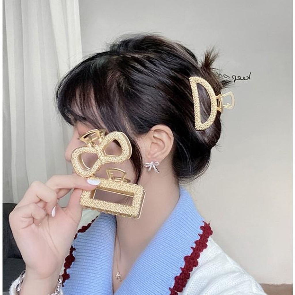 (5 Cái) Set 5 Kẹp tóc càng cua Hàn Quốc màu vàng HOT TREND siêu xinh cute - Bộ 5 món kẹp tóc vàng