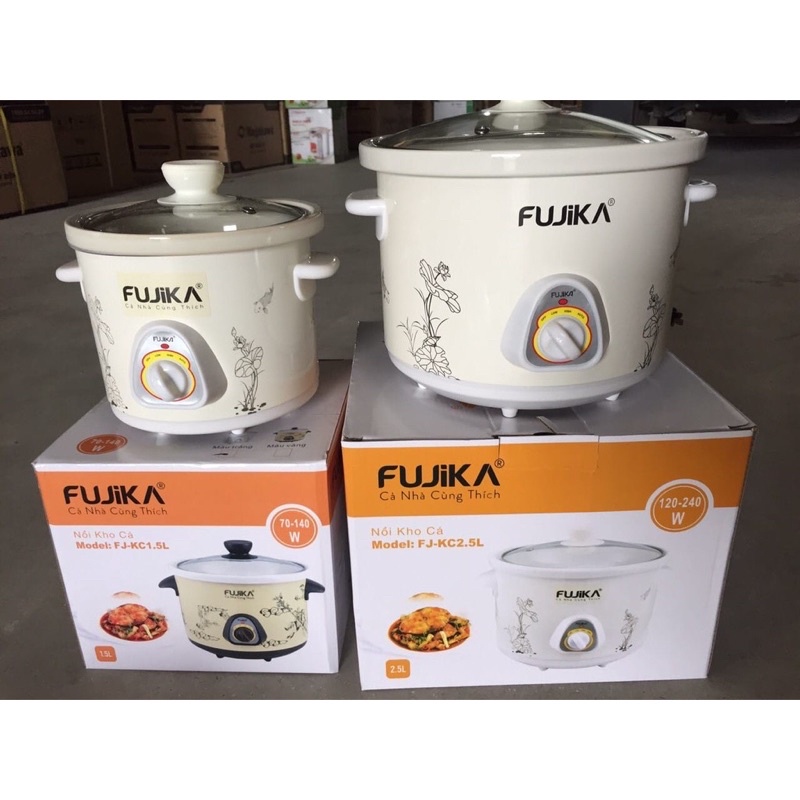 Nồi kho cá - nồi hầm cháo chậm - nồi đa năng Fujika loại 1.5lít và 2.5lít