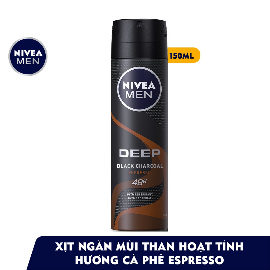 Xịt khử mùi Nivea Men Deep than hoạt tính 150ml