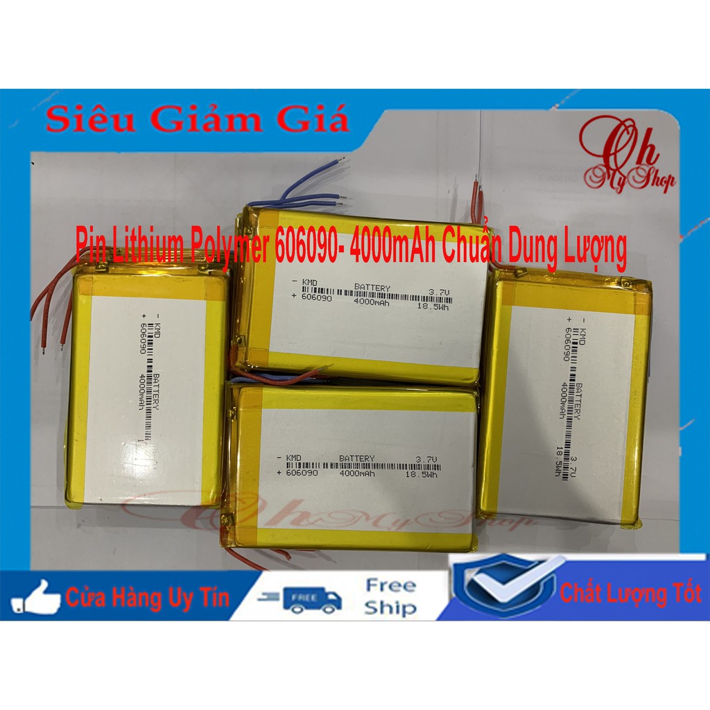 Pin Lipo - Pin lithium polymer 3,7v 66090 4000mAh mới 100% chuẩn dung lượng