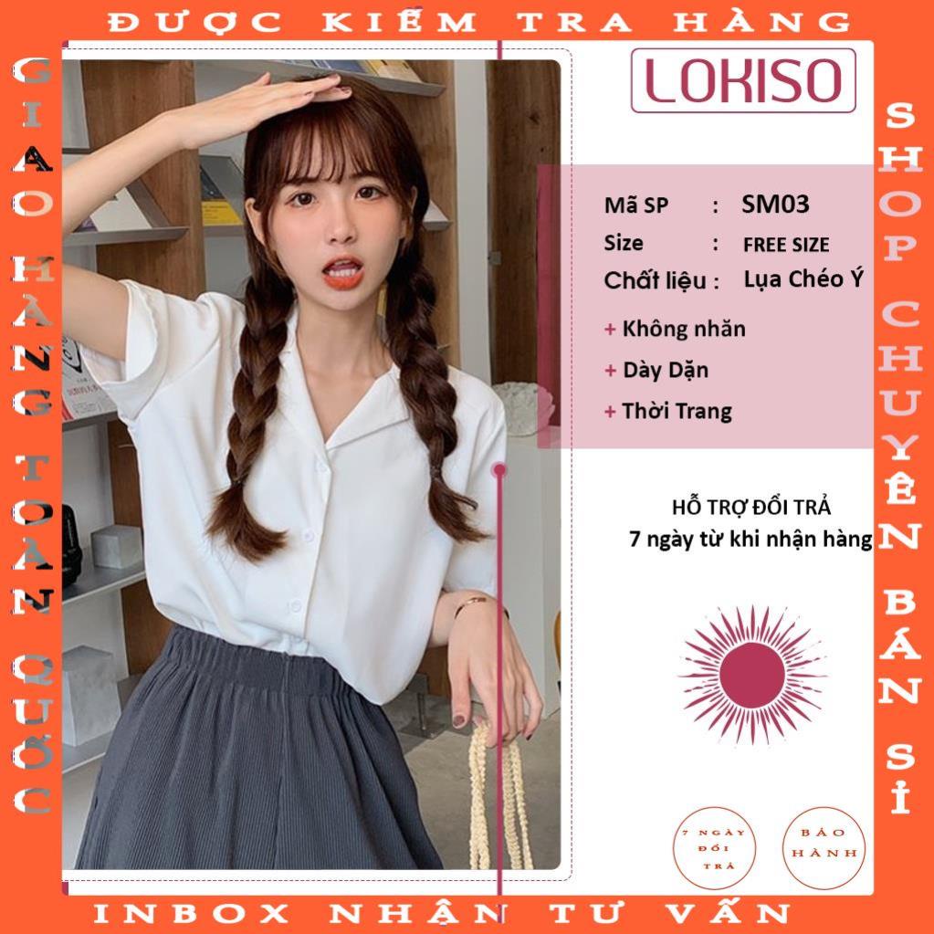 Áo sơ mi nữ form rộng công sở kiểu tay ngắn lỡ cổ vest Hàn Quốc khoác ngoài đẹp LOKISO SM03 chunghuyen