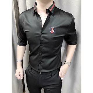 [RẺ VÔ ĐỊCH] ÁO SƠ MI NAM CHẤT LỤA SOÁI CA HÀNG CAO CẤP CHỐNG NHĂN THÊU LOGO