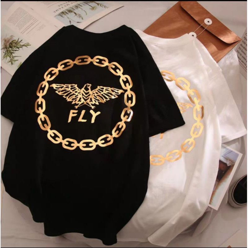 [Freeship 50k]- Áo thun nam nữ cotton, Form rộng -chữ lưng FLY - 2 màu đen trắng 65kg đổ về - Sét store AT02 | BigBuy360 - bigbuy360.vn
