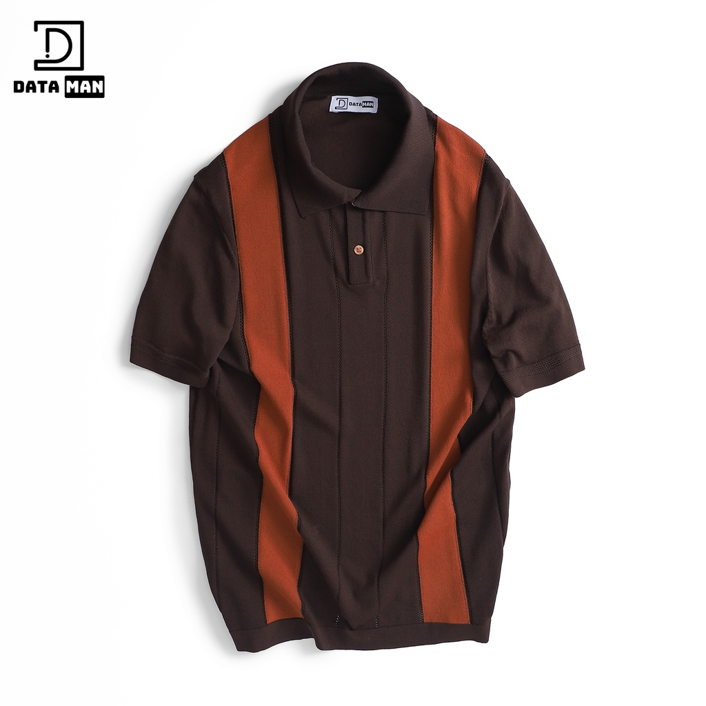 Áo thun POLO kẻ sọc dệt kim mùa hè nam, tay ngắn, mỏng nhẹ, thoáng mát phong cách Hàn Quốc