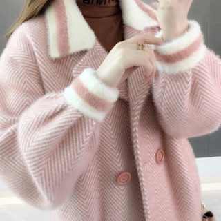 (hồng S, đen S) 🎈🎈🎈 Áo khoác sweater lông chồn thời trang mùa thu 👕👕👕 Hàng order(kèm ảnh thật)