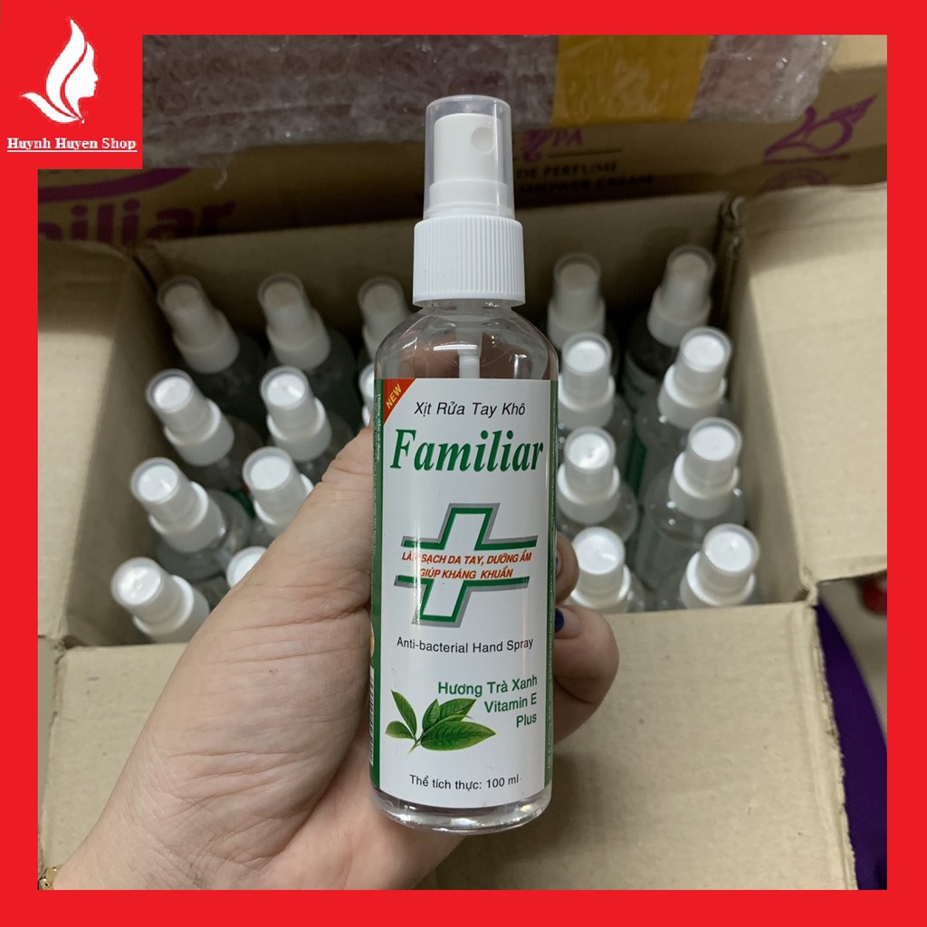 [chai 100ml] xịt rửa tay khô familiar hương trà xanh