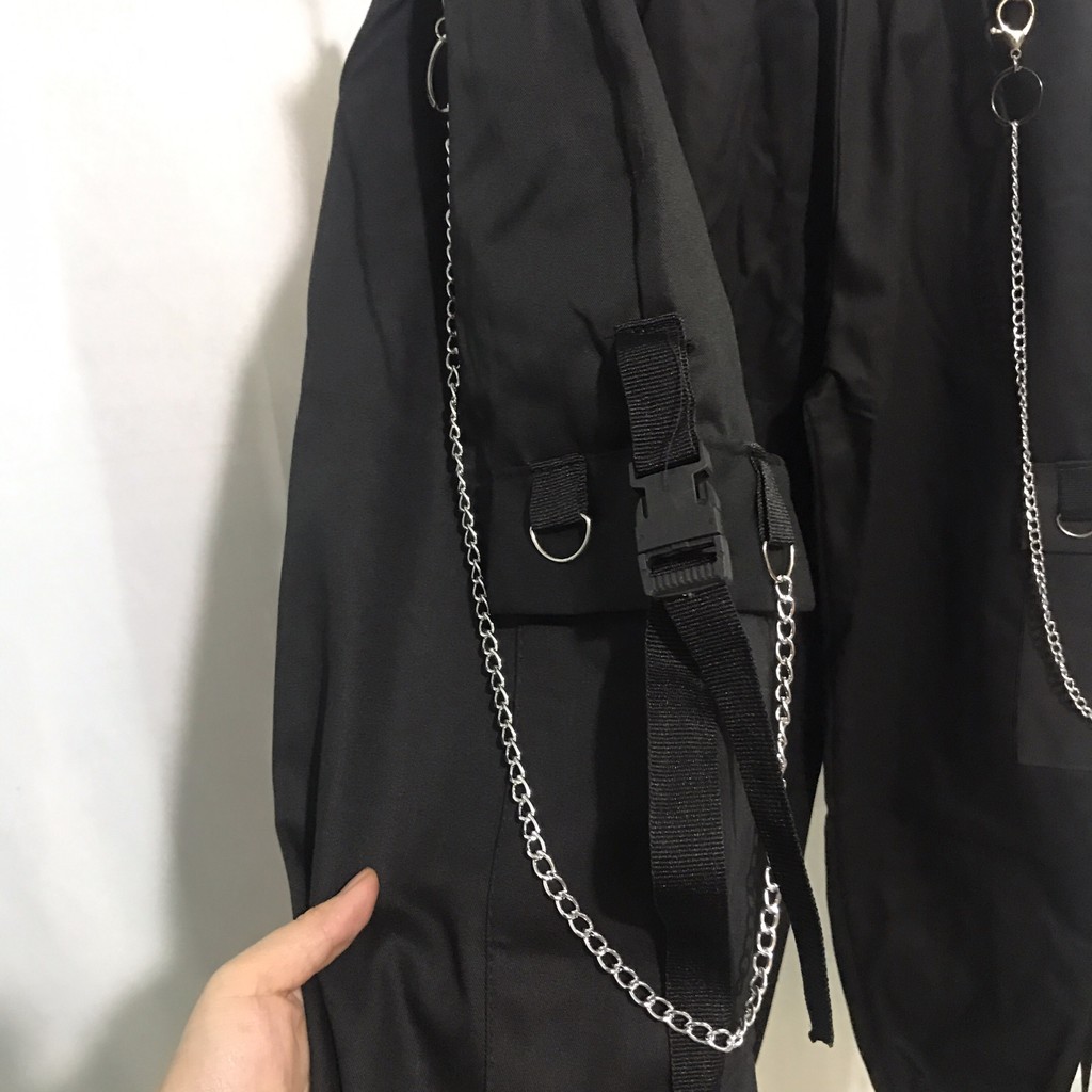 Quần jogger kaki túi hộp khuy kèm dây xích, Quần thể thao bo chun Unisex thời trang năng động | BigBuy360 - bigbuy360.vn