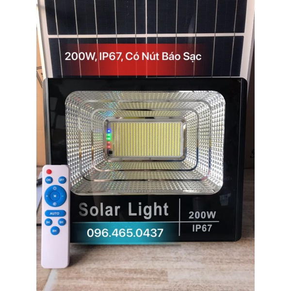 Đèn Pha Led Năng Lượng Mặt Trời100W, 200w,300w, Ip67. Có Thêm Chế Độ Báo Sạc Pin.(Hình thực tế). Bảo hành 24 tháng.