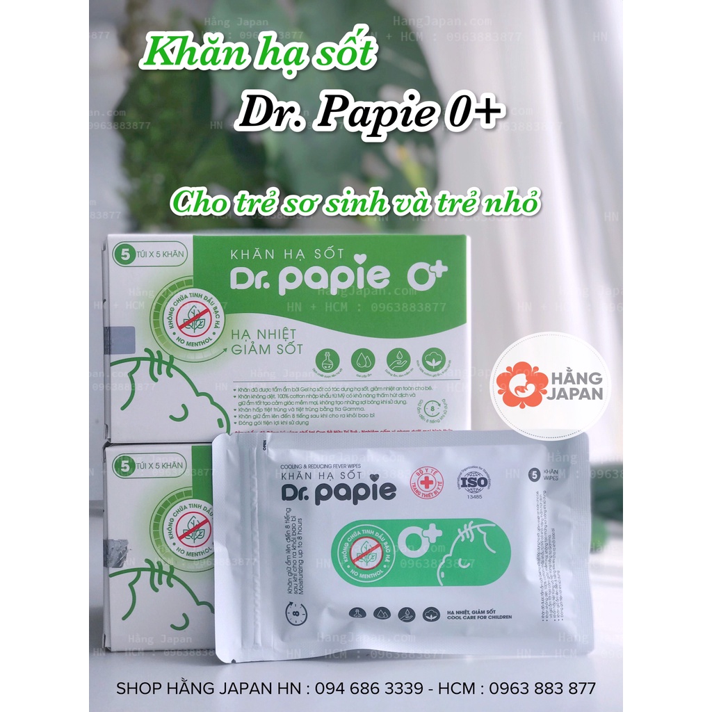 Khăn lau mát hạ sốt Dr.papie cho bé từ 0 tháng tuổi