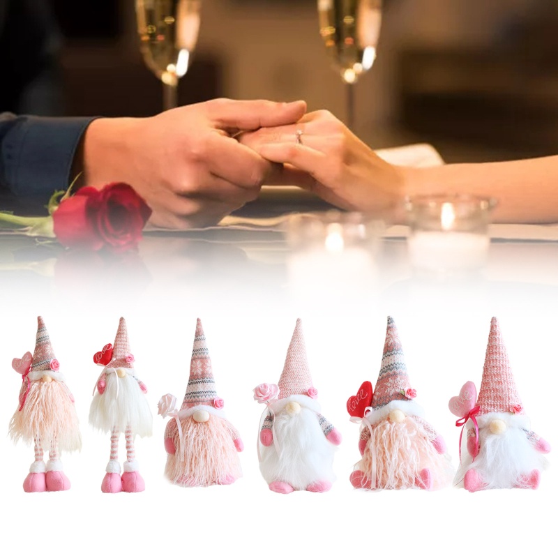 Qj Mô Hình Gnome Hoa Hồng Nhồi Bông Trái Tim Scandinavian Tomte Elf Để Bàn Trang Trí Ngày Valentines Dwarf
