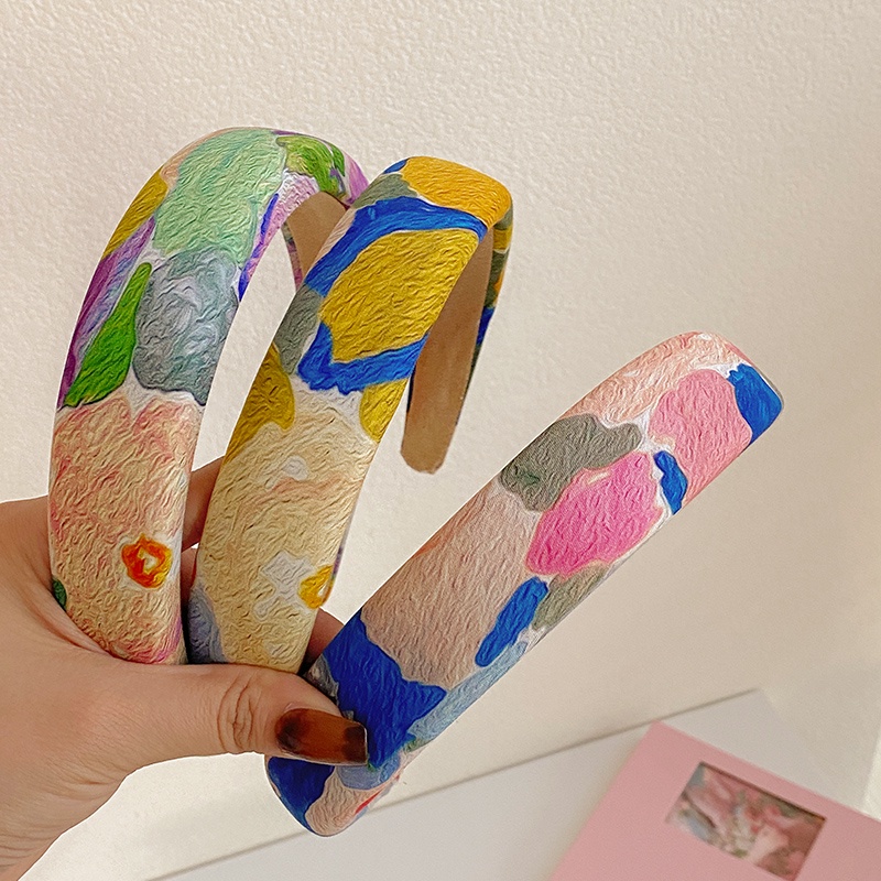 Băng Đô Cài Tóc Họa Tiết Tranh Sơn Dầu Phong Cách Mới Cho Nữ