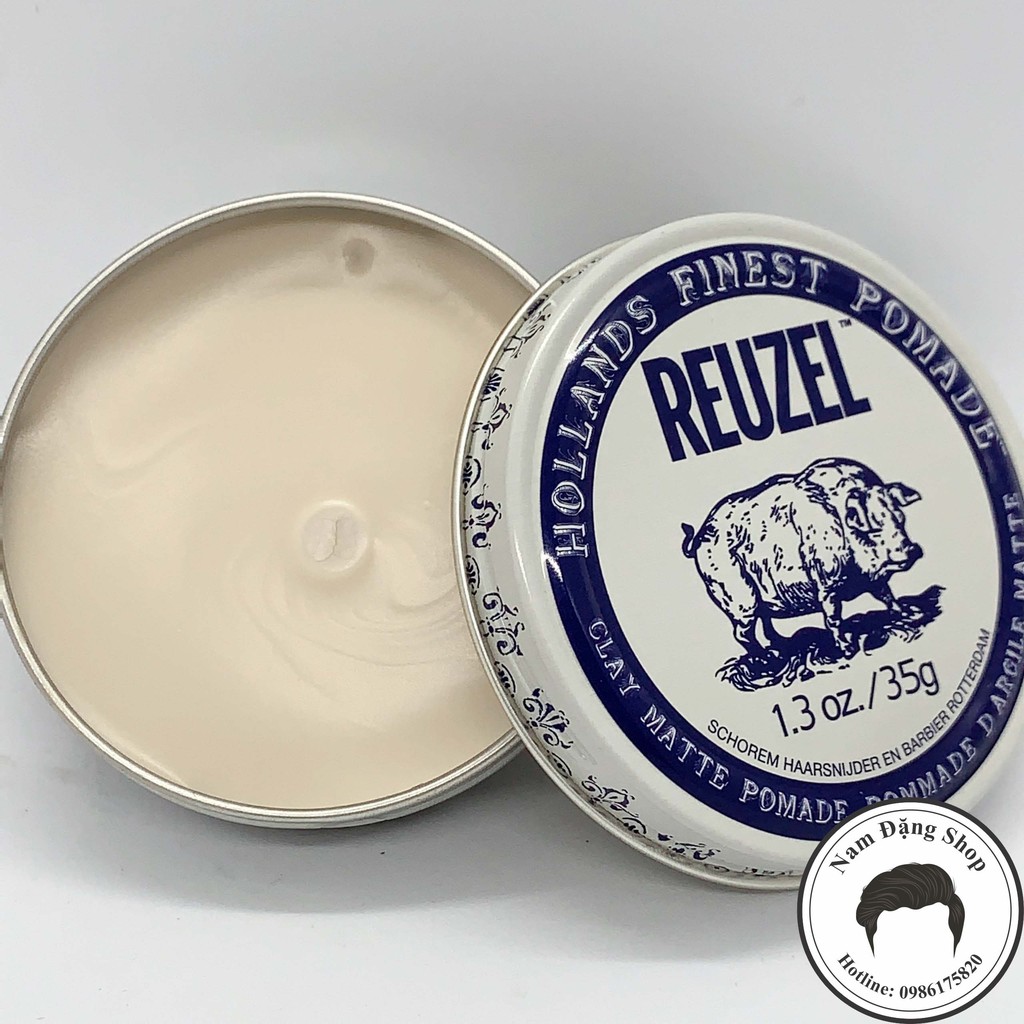 Pomade vuốt tóc Reuzel Clay Matte Pomade 35g Hà Lan + Tặng Lược Chải Pomade Chuyên Dụng Afro Pick