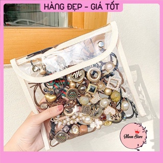 Set túi zip 20 dây buộc tóc, chun buộc tóc họa tiết Charm phong cách Hàn Quốc nhiều mẫu cực xinh