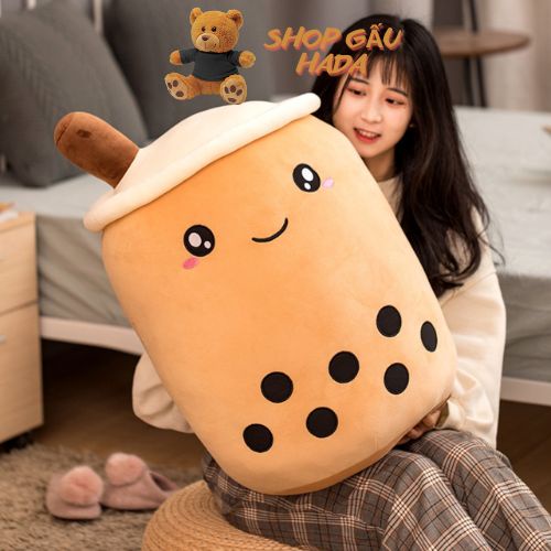 Gối Ôm Gấu Bông Bình Trà Sữa Siêu Kute Chất Liệu Nhung Cao Cấp Gấu Bông HADA