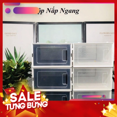 Combo 6 Hộp Đựng Giày Nhựa Cứng Trong Suốt Chất Liệu PP Cao Cấp, Chịu Lực Tốt Tới 6kg - Tặng Kèm 10 Gói Hút Ẩm