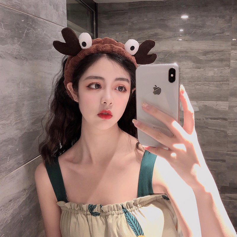 Băng đô rửa mặt bờm cài tóc turban dễ thương cute tuần lộc