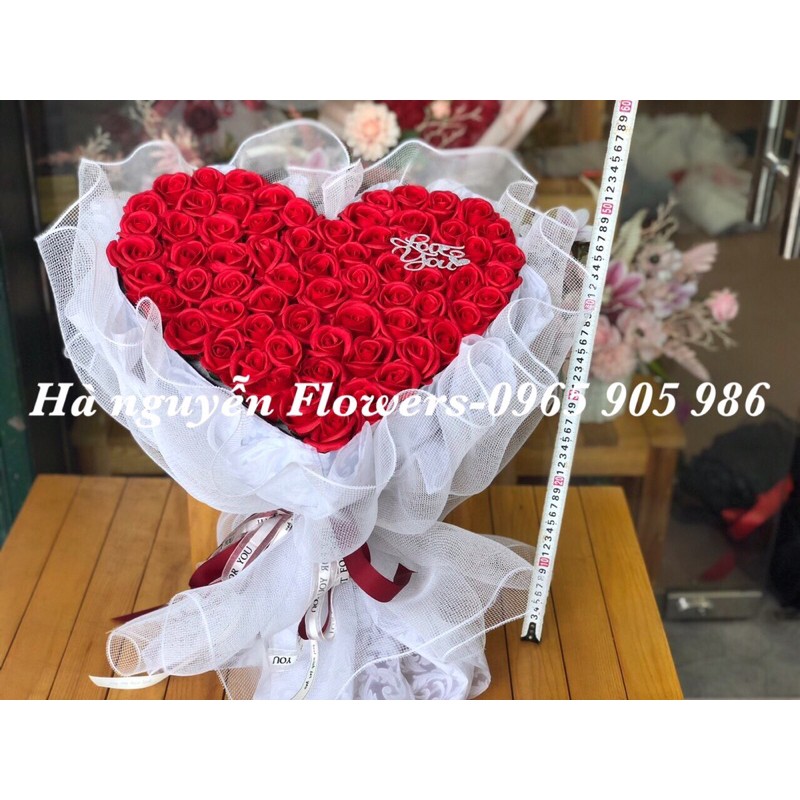 [QUÀ TẶNG SINH NHẬT- QUÀ TĂNG 14/2 ]-BÓ HOA HONG SÁP 75 BÔNG TRÁI TIM