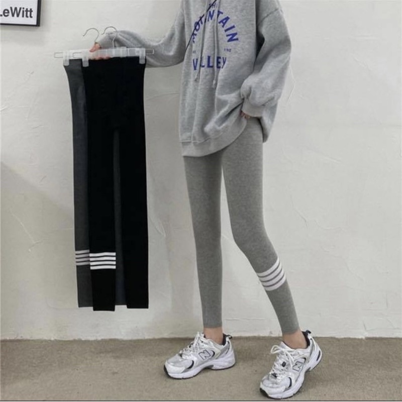 Quần legging dài ôm nữ trơn viền 3 sọc thome browne thun co dãn - Order taobao quảng châu