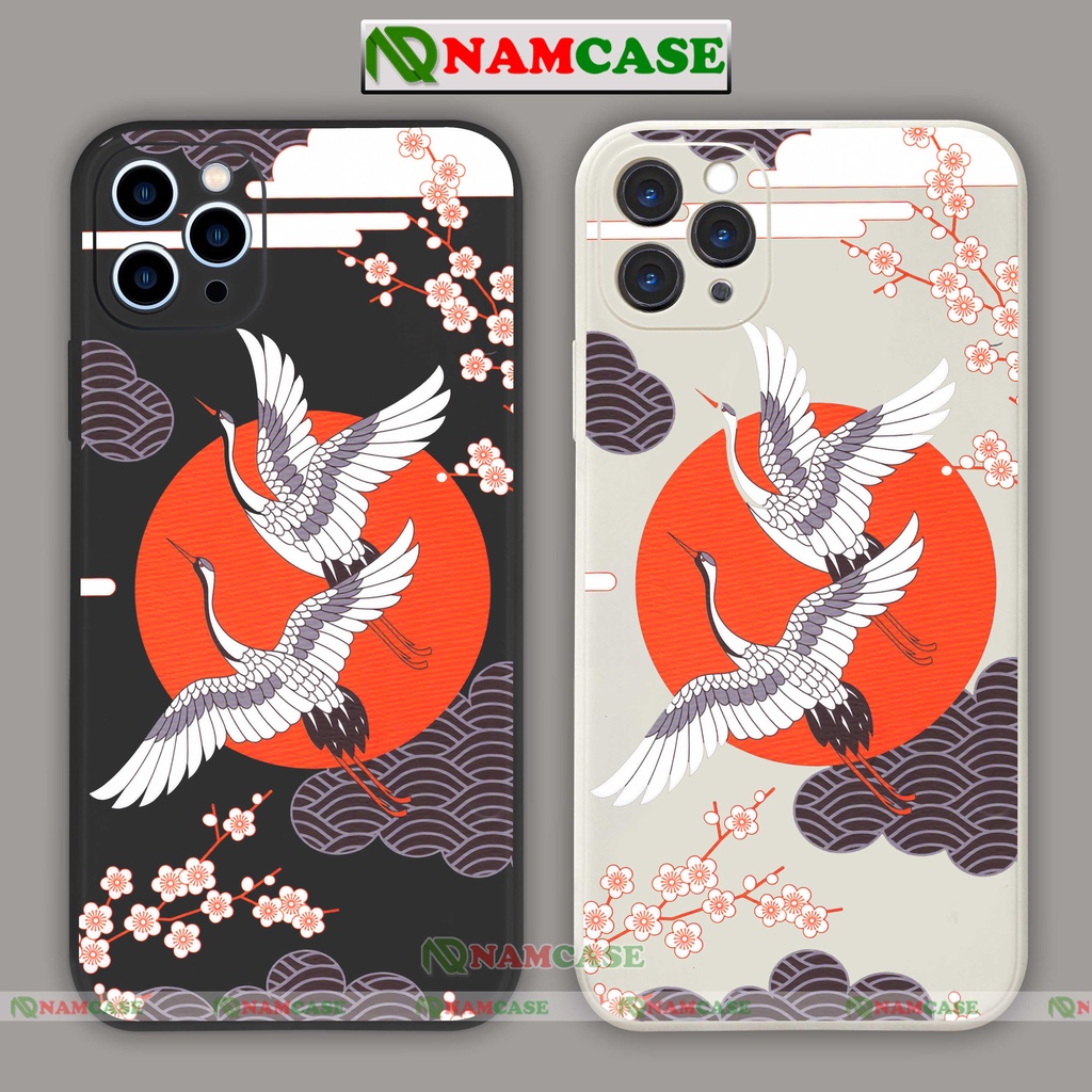 Ốp lưng điện thoại iPhone Chim hạc cạnh viền vuông silicon dẻo bảo vệ cam ip 6/6s/7/8/X/XS/XR/11/12/13/14 Pro Plus Max