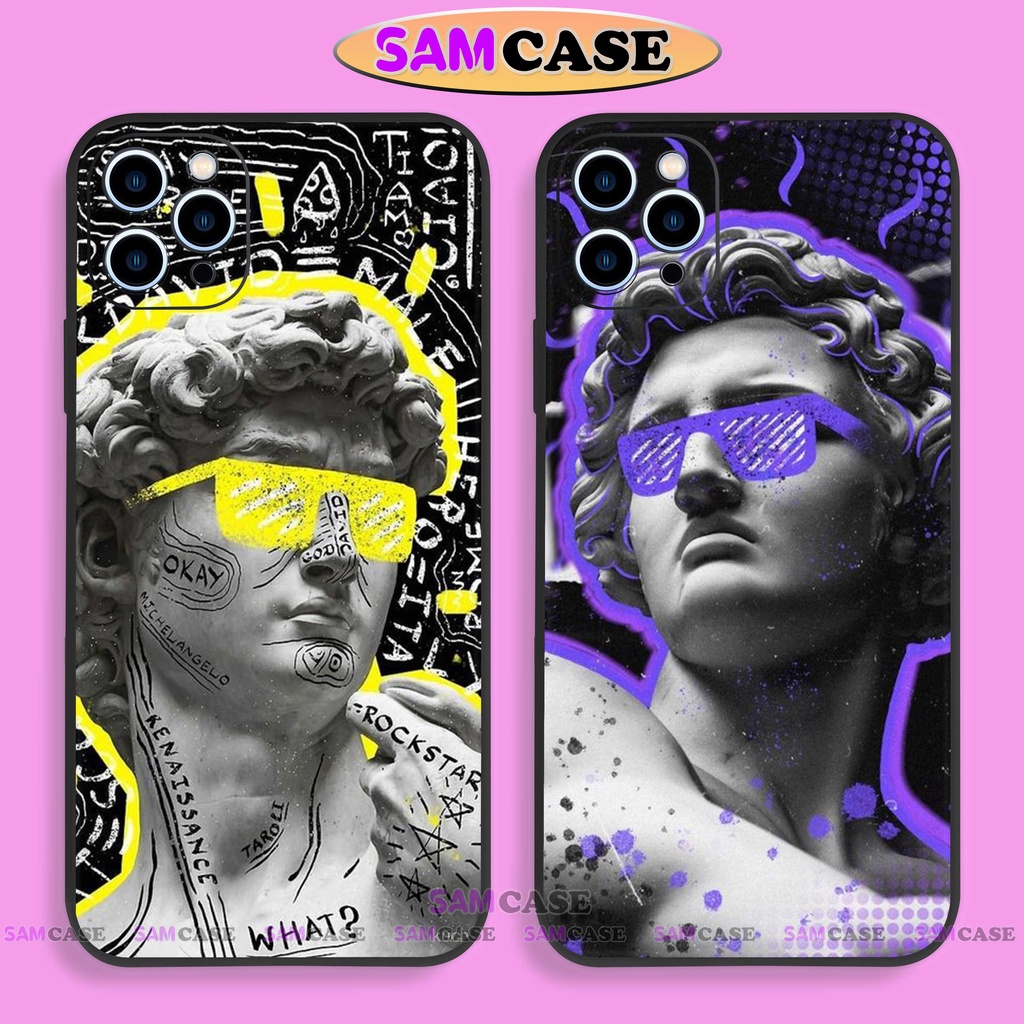 Ốp lưng điện thoại iPhone david bựa cạnh viền vuông silicon dẻo bảo vệ cam ip 6/6s/7/8/X/XS/XR/11/12/13/14 Pro Plus Max