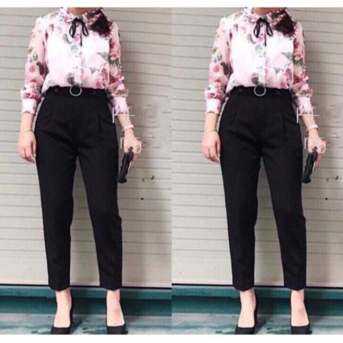 Quần baggy phối đai tròn