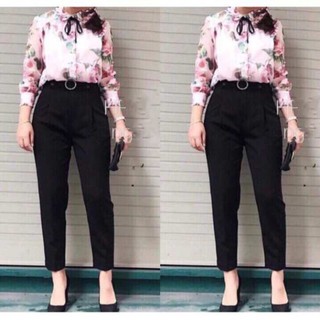 Quần baggy phối đai tròn