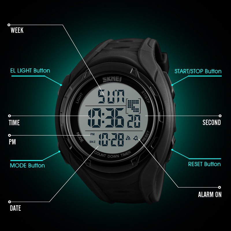 Đồng hồ đeo tay kỹ thuật số có đèn LED chiếu sáng sau chống thấm nước cho nam SKMEI 1313 (50M)