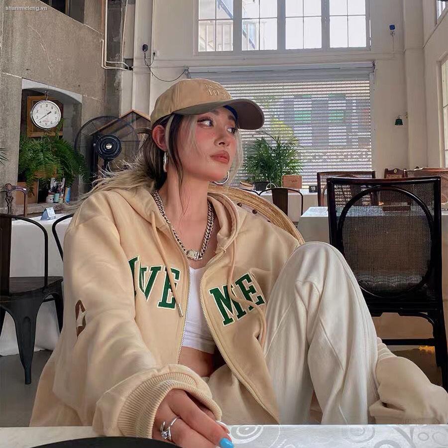 Áo Khoác Hoodie Phong Cách Retro Mỹ Mới Cho Nữ 2021