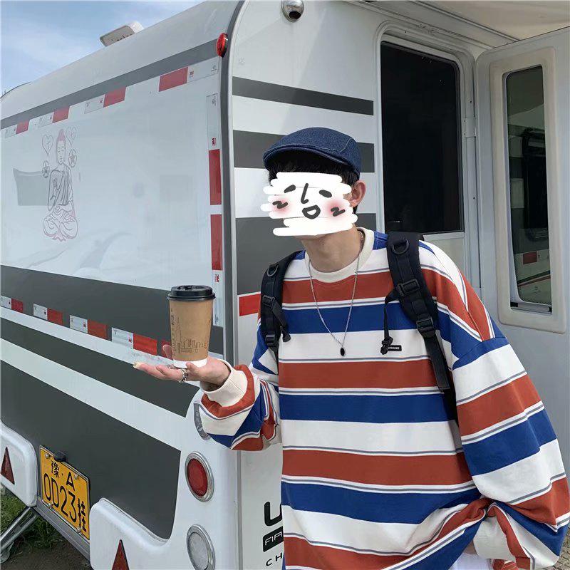 Áo thun dành cho cặp đôi Dài Tay Họa Tiết Sọc Ngang Thời Trang Dành Cho Nam