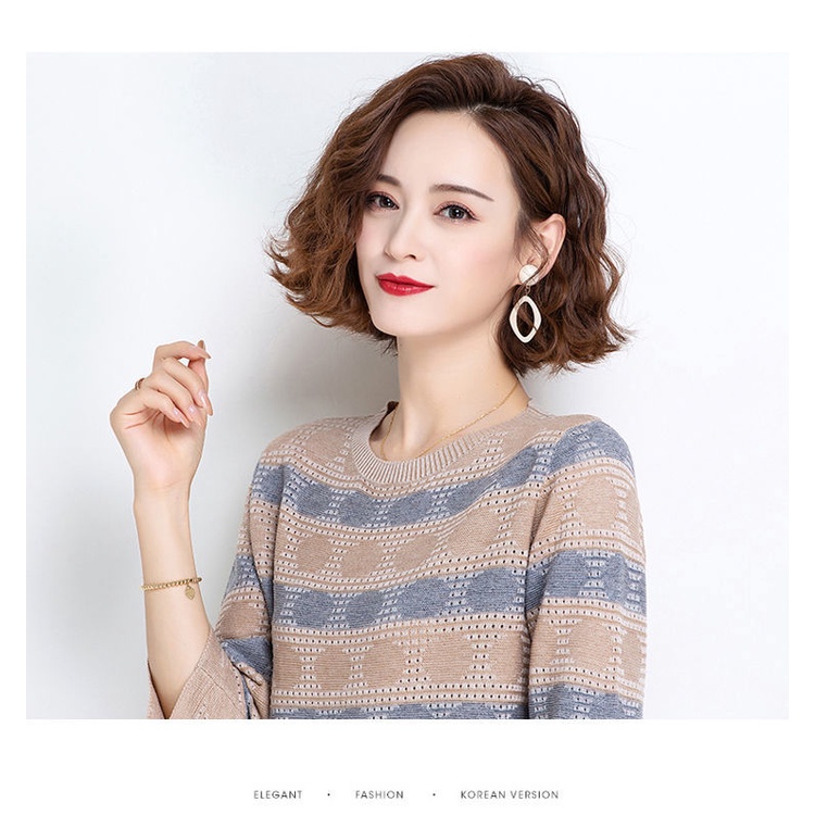 Áo Thun Lụa Dệt Kim Ba Lớp Tay Dài Dáng Rộng Phong Cách Hàn Quốc Thời Trang Mùa Thu Cho Nữ