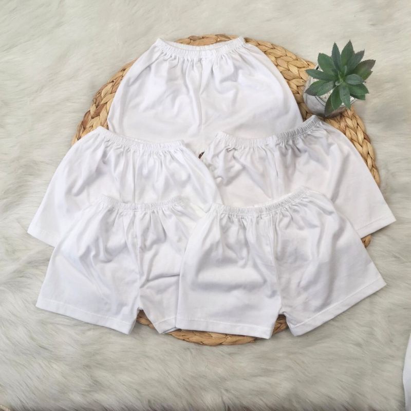 COMBO 10 QUẦN NGẮN MÀU TRẮNG COTTON 100% DÀNH CHO BÉ TRAI VÀ BÉ GÁI