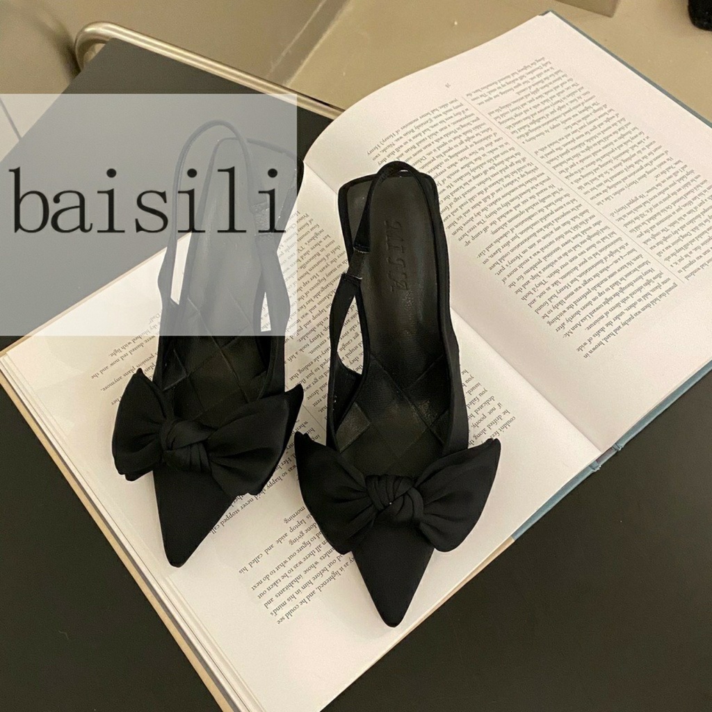 GIÀY THỜI TRANG BAISILI - SỤC NỮ KẾT NƠ XINH XẮN - GIÀY CAO GÓT HỞ HẬU THUN 7 PHÂN BG220912