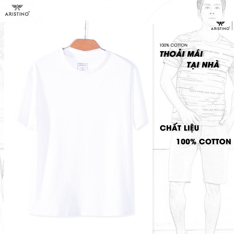 Áo Thun Nam Có tay ARISTINO AC22 áo lót may ô basic màu trắng cổ tròn cotton cao cấp mềm mát thấm hút mồ hôi XanhHouse
