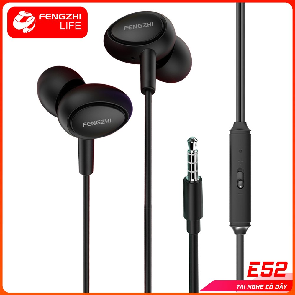 Tai nghe FENGZHI E52 jack 3.5mm nhét tai chống ồn cho IPSamsung OPPO VIVO HUAWEI XIAOMI tai nghe có dây