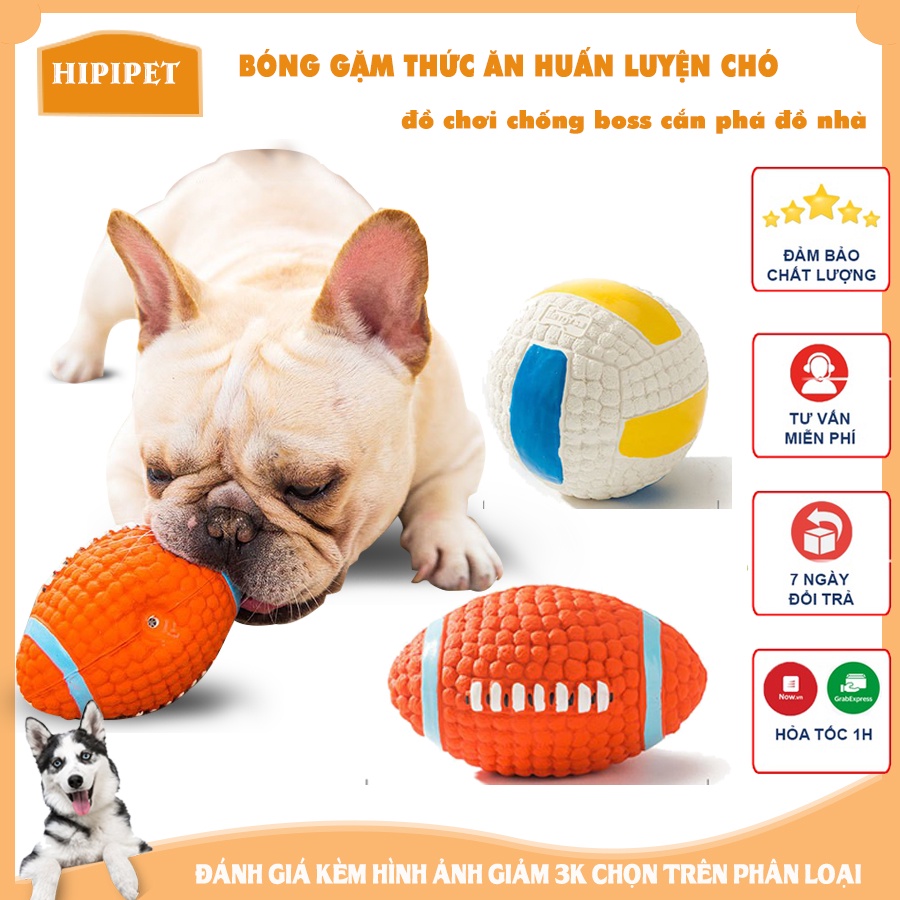 Bóng đồ chơi cho chó hipipett gặm cao su bóng banh bóng bầu dục giúp sạch răng kẹp hạt thức ăn Phụ kiện thú cưng