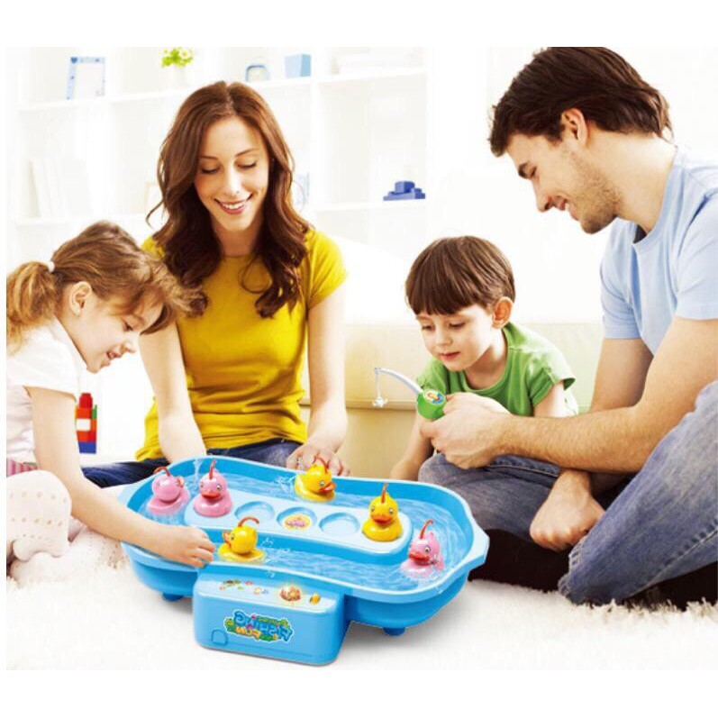 Bộ đồ chơi câu vịt có nhạc và tạo sóng cho bé - câu cá có đèn và hồ nước