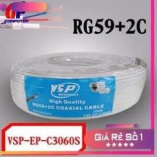 CÁP CAMERA VSP C3060S RG59+2C 100M TRẮNG CÓ NGUỒN