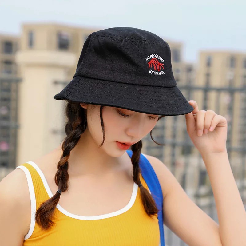 Nón bucket cây dừa - Mũ bucket unisex thêu chữ size M (57-59cm)