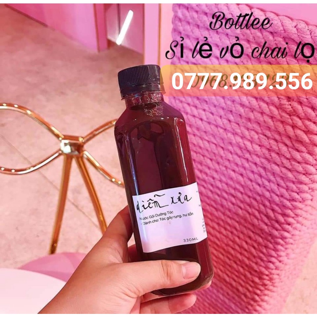 Bộ 50 Chai 330ml Vuông Đựng Trà Sữa Kèm Nắp Fi 30-Kho Sỉ Chai Lọ Huỳnh Hiệp