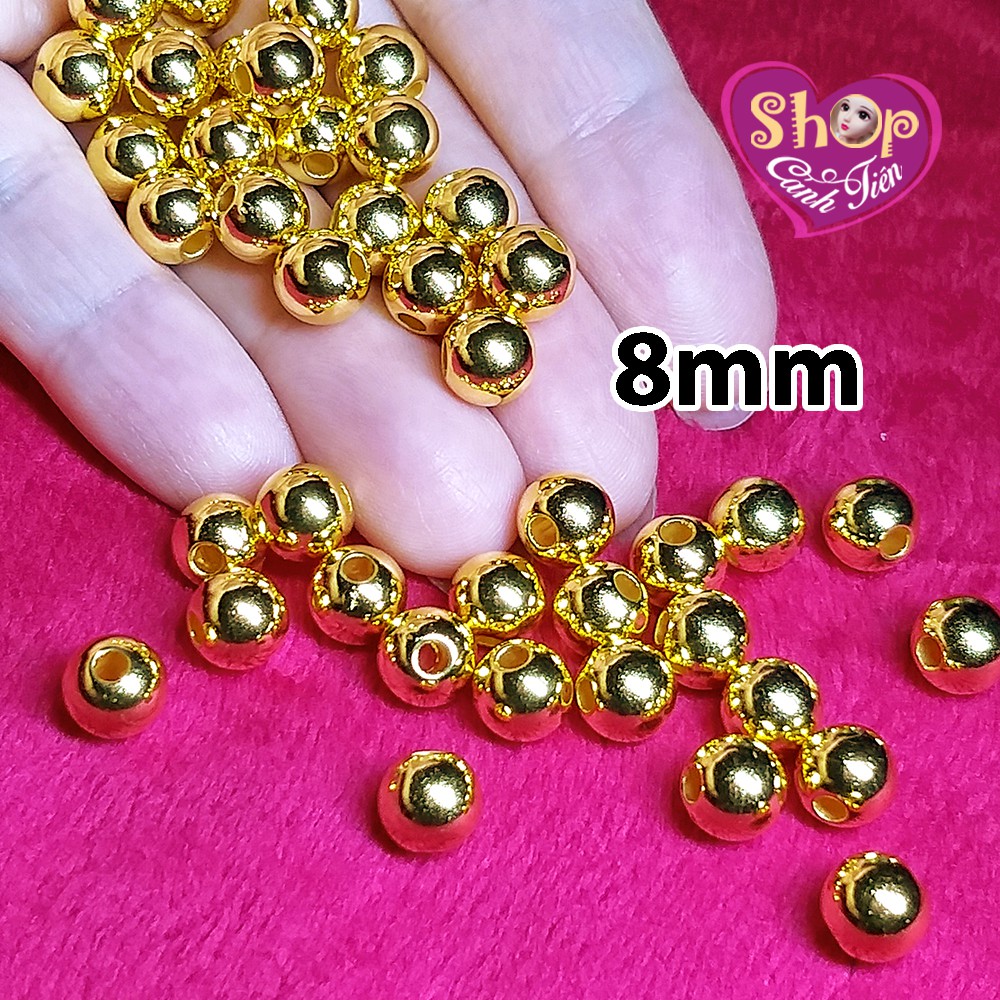 Gói Bi Mạ Vàng, Mạ Bạc 3 - 8mm Có Lỗ Xâu (10g) Chất lượng cao